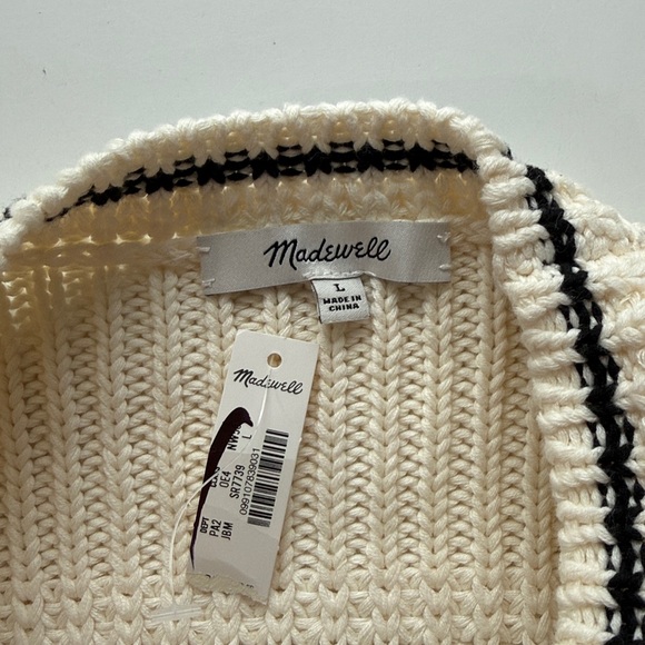 Madewell Tipped Stitch Femme Ellis Cream/Black Striped Knit Vest L NWT - Picture 5 of 7